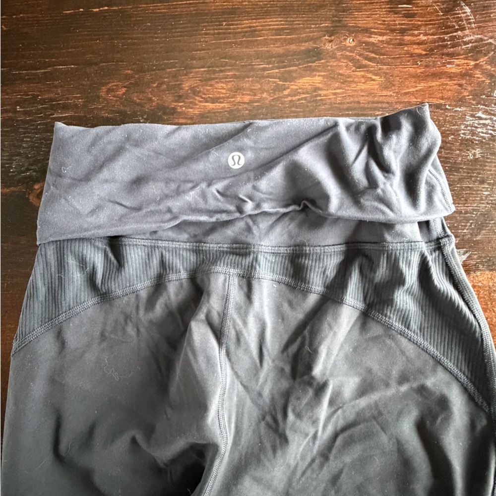 Lululemon Black nulu fold over waiste flared pant.